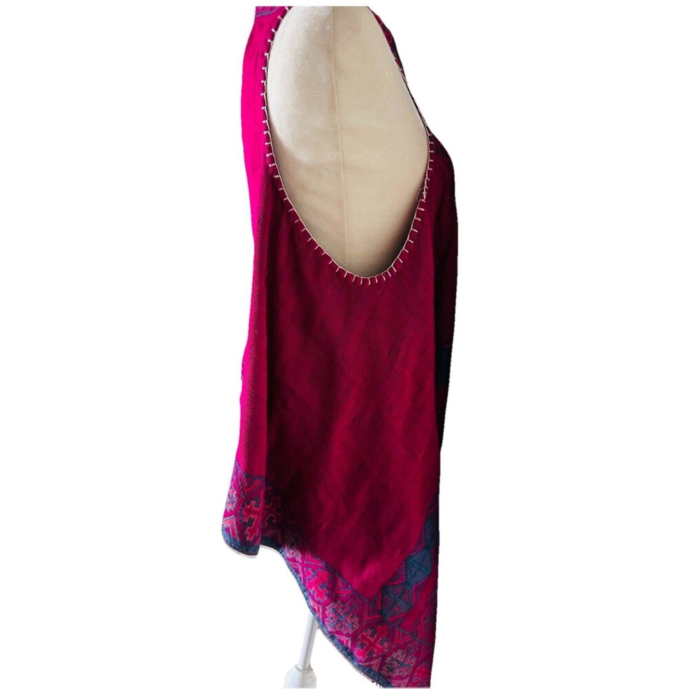 Women's Magenta Pink South western Fringe Shawl Geometric Wrap Boho Long Fringe - Picture 9 of 9